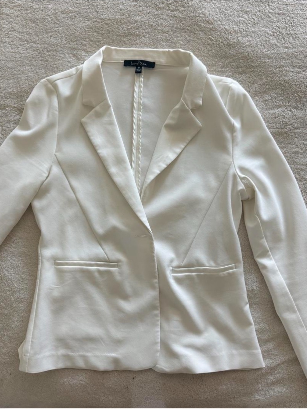 Love Tree Cream Single-Button Notch Lapel Blazer